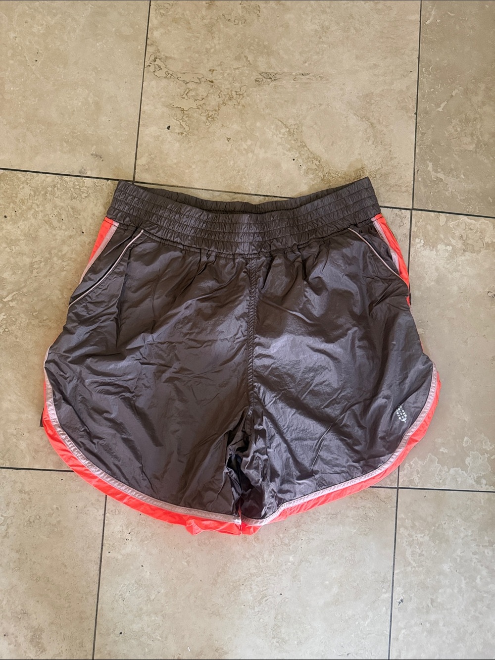 FP Movement by Free People Gray Athletic Shorts with Coral Trim